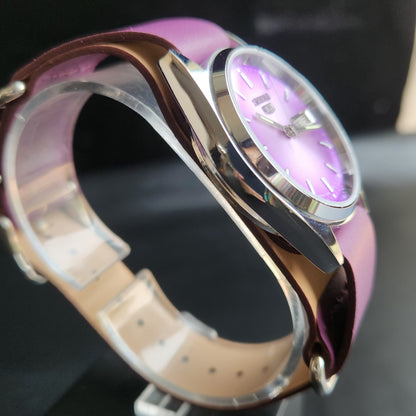 Vintage Mod  Seiko 5 Automatic 17 Jewels Cal. 7009 Purple Face Purple Nato Leather Band Day-Date Men's Wrist Watch Sk
