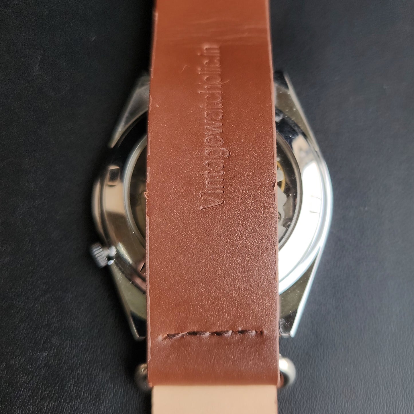 Vintage Mod  Seiko 5 Automatic 17 Jewels Cal. 7009 Silver Face Brown Nato Leather Band Day-Date Men's Wrist Watch Sk