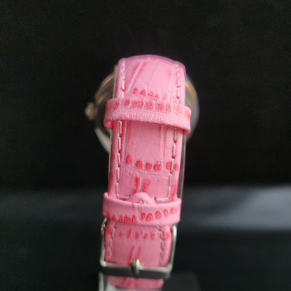 Vintage Mod HMT Kohinoor Hand Winding 17 Jewels Pink Face Pink Croco Leather Strap Men's Wrist Watch S86