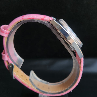 Vintage Mod HMT Kohinoor Hand Winding 17 Jewels Pink Face Pink Croco Leather Strap Men's Wrist Watch S86