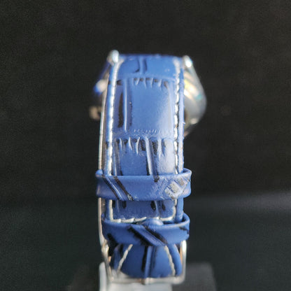 Vintage Mod  Seiko 5 Automatic 17 Jewels Cal. 7009 Blue Face Blue Leather Band Day-Date Men's Wrist Watch Sk