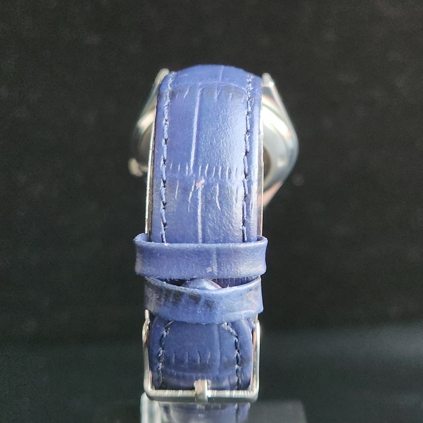 Vintage Mod  Seiko 5 Automatic 17 Jewels Cal. 7009 Blue Face Blue Leather Band Day-Date Men's Wrist Watch Sk