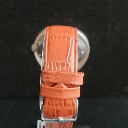 Vintage Original HMT Kohinoor Hand Winding 17 Jewels Silver Face Brown Croco Leather Strap Men's Wrist Watch S91
