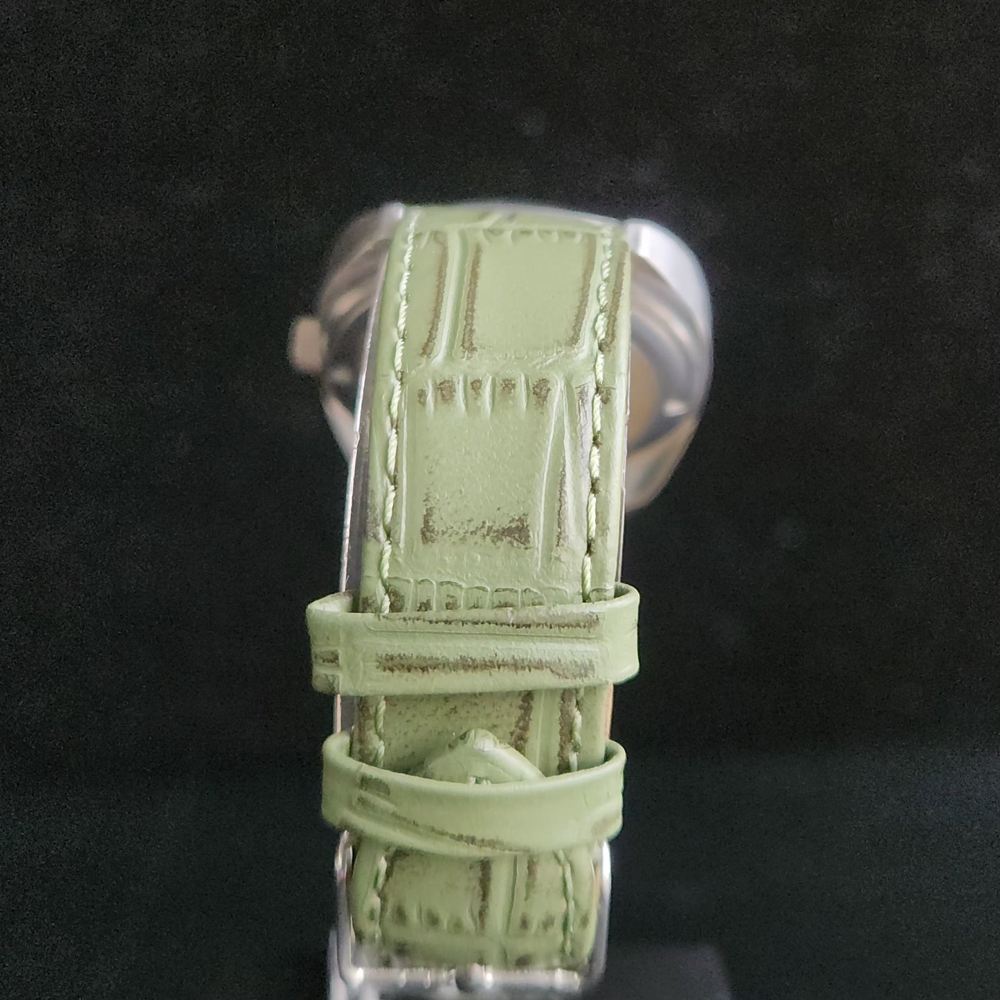 Vintage Original HMT Kohinoor Hand Winding 17 Jewels Silver Face Green Croco Leather Strap Men's Wrist Watch S90