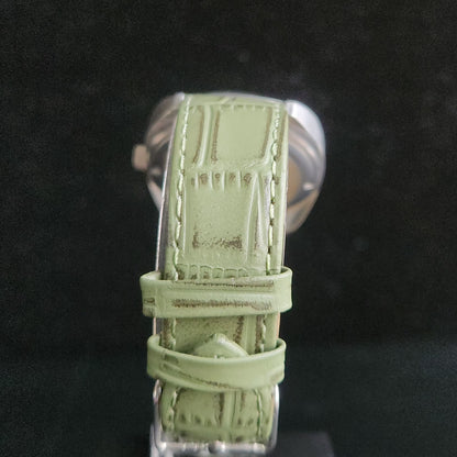 Vintage Original HMT Kohinoor Hand Winding 17 Jewels Silver Face Green Croco Leather Strap Men's Wrist Watch S90