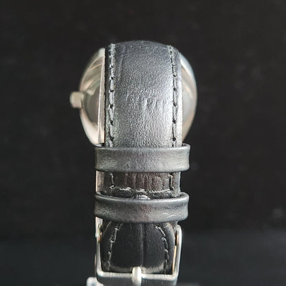 Vintage Original HMT Kohinoor Hand Winding 17 Jewels White Face Black Croco Leather Strap Men's Wrist Watch S89