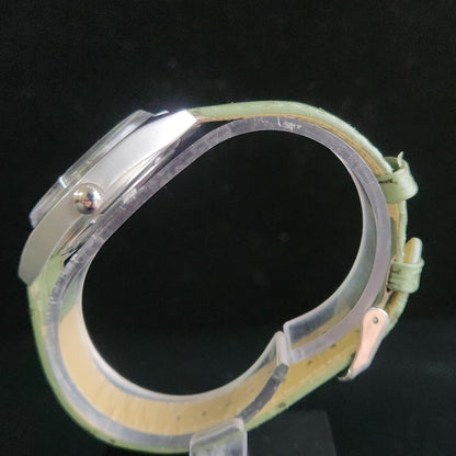 Vintage Original HMT Kohinoor Hand Winding 17 Jewels Silver Face Green Croco Leather Strap Men's Wrist Watch S95