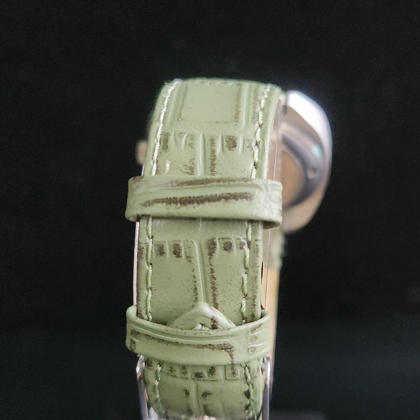 Vintage Original HMT Kohinoor Hand Winding 17 Jewels Silver Face Green Croco Leather Strap Men's Wrist Watch S95
