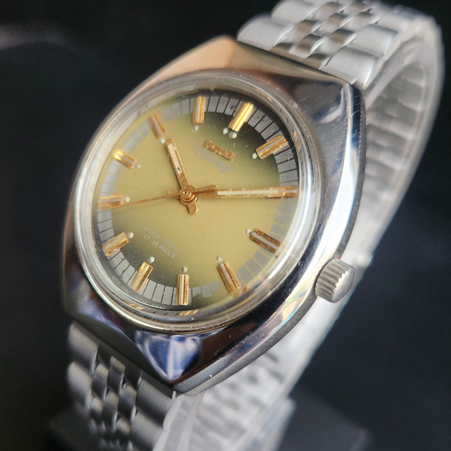 Vintage Original HMT Chirag Hand Winding 17 Jewels Green Face Jubliee Bracelet Men's Wrist Watch S101