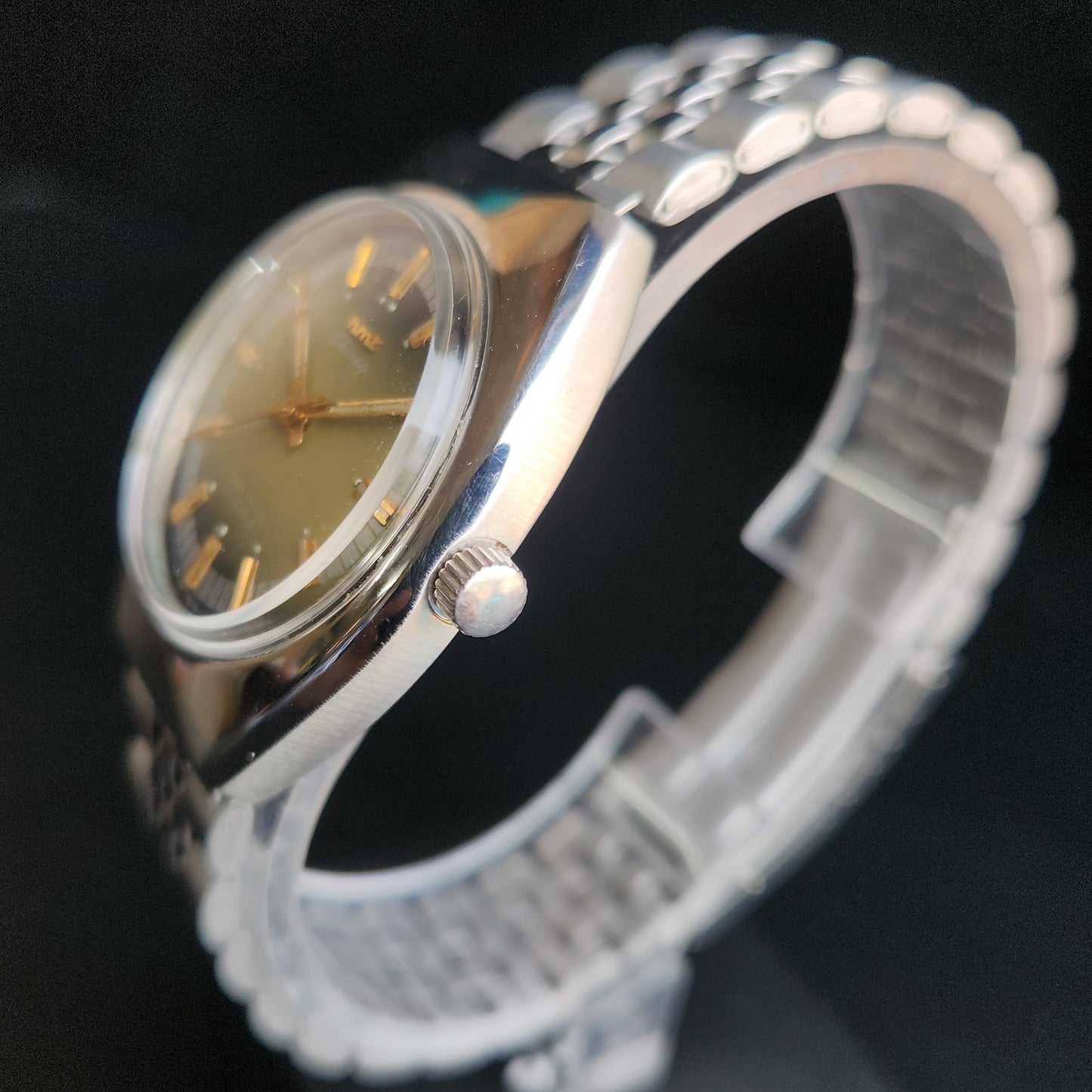 Vintage Original HMT Chirag Hand Winding 17 Jewels Green Face Jubliee Bracelet Men's Wrist Watch S101