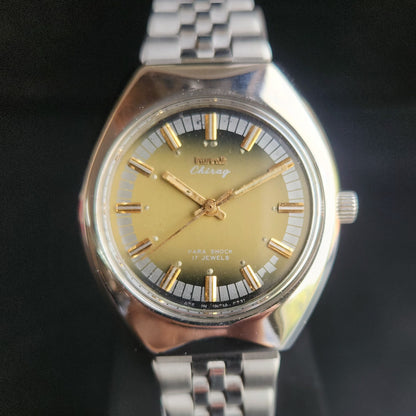 Vintage Original HMT Chirag Hand Winding 17 Jewels Green Face Jubliee Bracelet Men's Wrist Watch S101