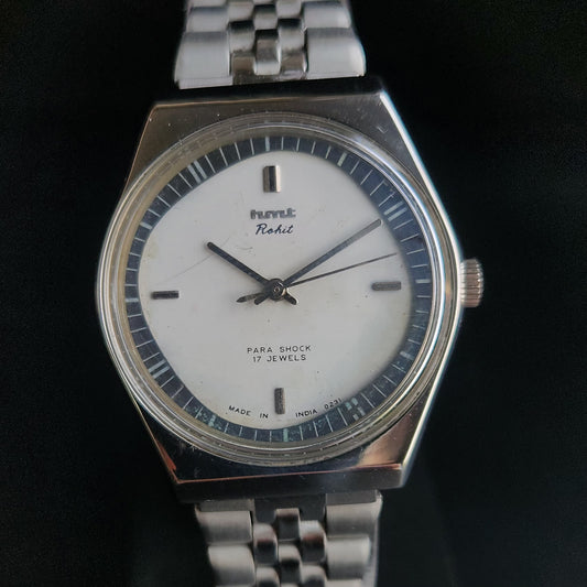Vintage Original HMT Rohit Hand Winding 17 Jewels White Face Jubliee Bracelet Men's Wrist Watch S98