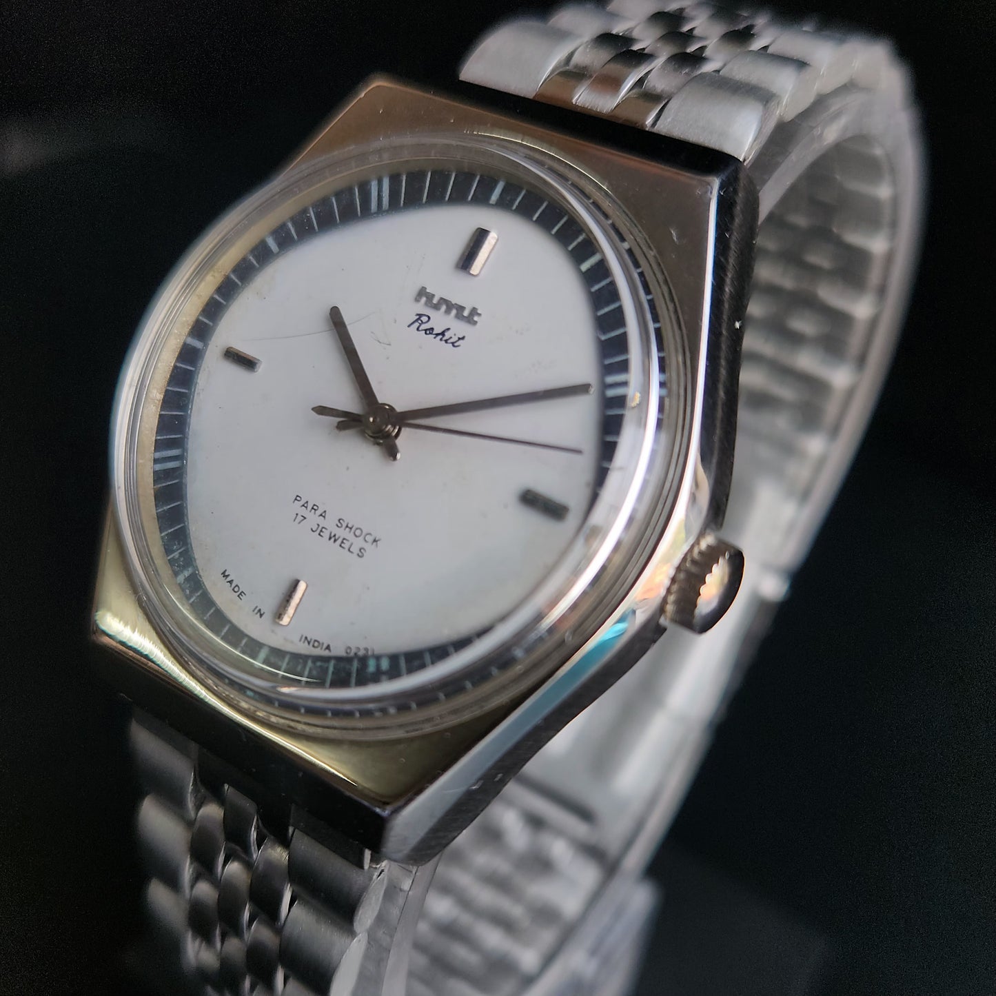 Vintage Original HMT Rohit Hand Winding 17 Jewels White Face Jubliee Bracelet Men's Wrist Watch S98