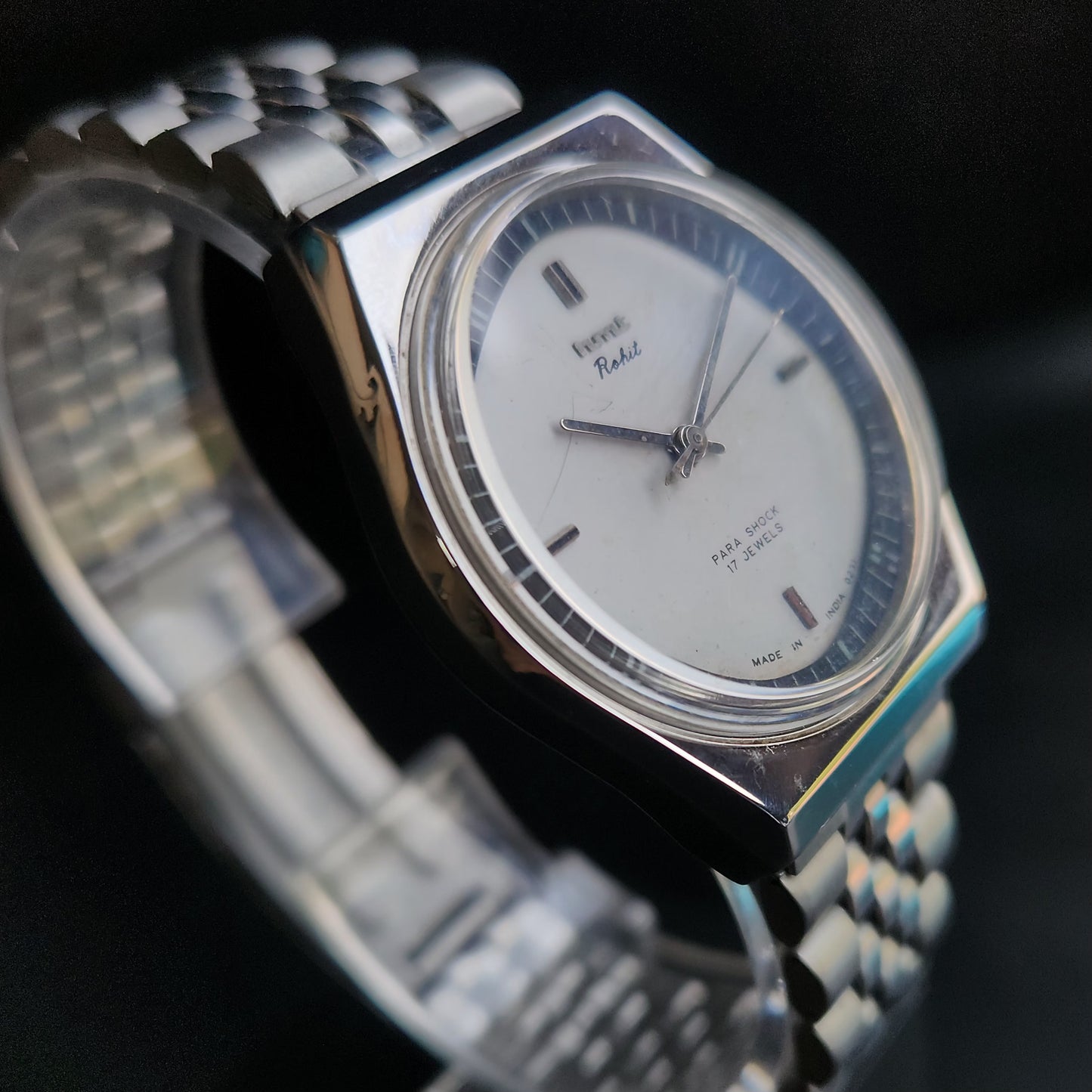 Vintage Original HMT Rohit Hand Winding 17 Jewels White Face Jubliee Bracelet Men's Wrist Watch S98