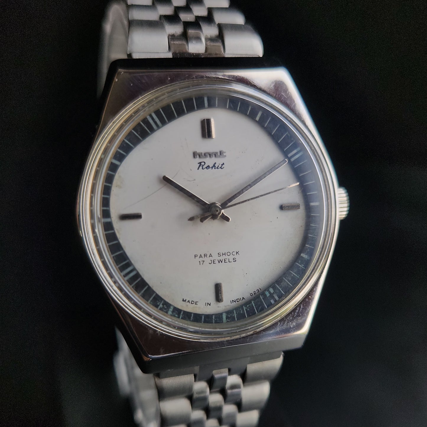 Vintage Original HMT Rohit Hand Winding 17 Jewels White Face Jubliee Bracelet Men's Wrist Watch S98