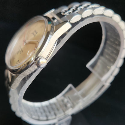 Vintage MOD HMT Janata Arabic/Urdu Hand Winding 17 Jewels Gold Face Jubliee Bracelet Men's Wrist Watch S105