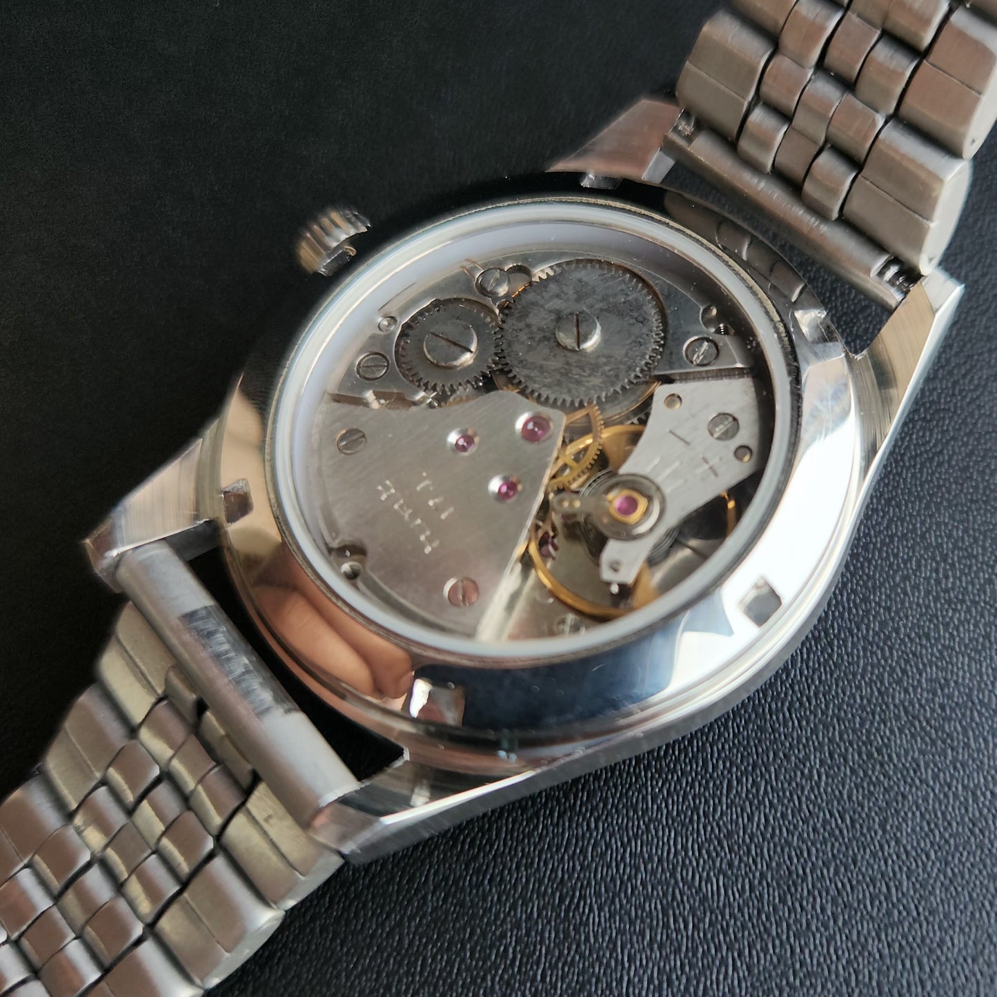 Vintage MOD HMT Janata Arabic/Urdu Hand Winding 17 Jewels Gold Face Jubliee Bracelet Men's Wrist Watch S105