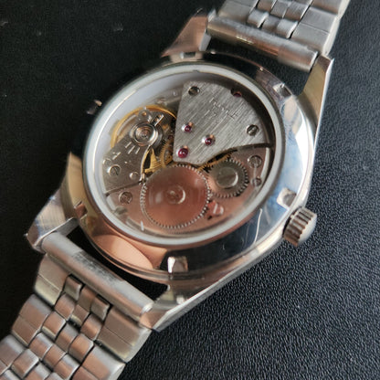 Vintage HMT Janata Devanagari Hand Winding 17 Jewels Green Face Jubilee Bracelet Men's Wrist Watch S109