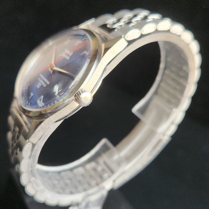 Vintage Mod HMT Janata Arabic/Urdu Hand Winding 17 Jewels Blue Face Jubliee bracelet Men's Wrist Watch S102