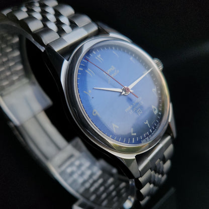 Vintage Mod HMT Janata Arabic/Urdu Hand Winding 17 Jewels Blue Face Jubliee bracelet Men's Wrist Watch S102