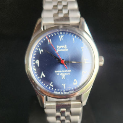Vintage Mod HMT Janata Arabic/Urdu Hand Winding 17 Jewels Blue Face Jubliee bracelet Men's Wrist Watch S102