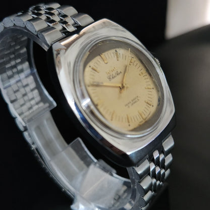 Vintage Original HMT Chethan Hand Winding 17 Jewels Gold Face Jubliee Bracelet Men's Wrist Watch S99