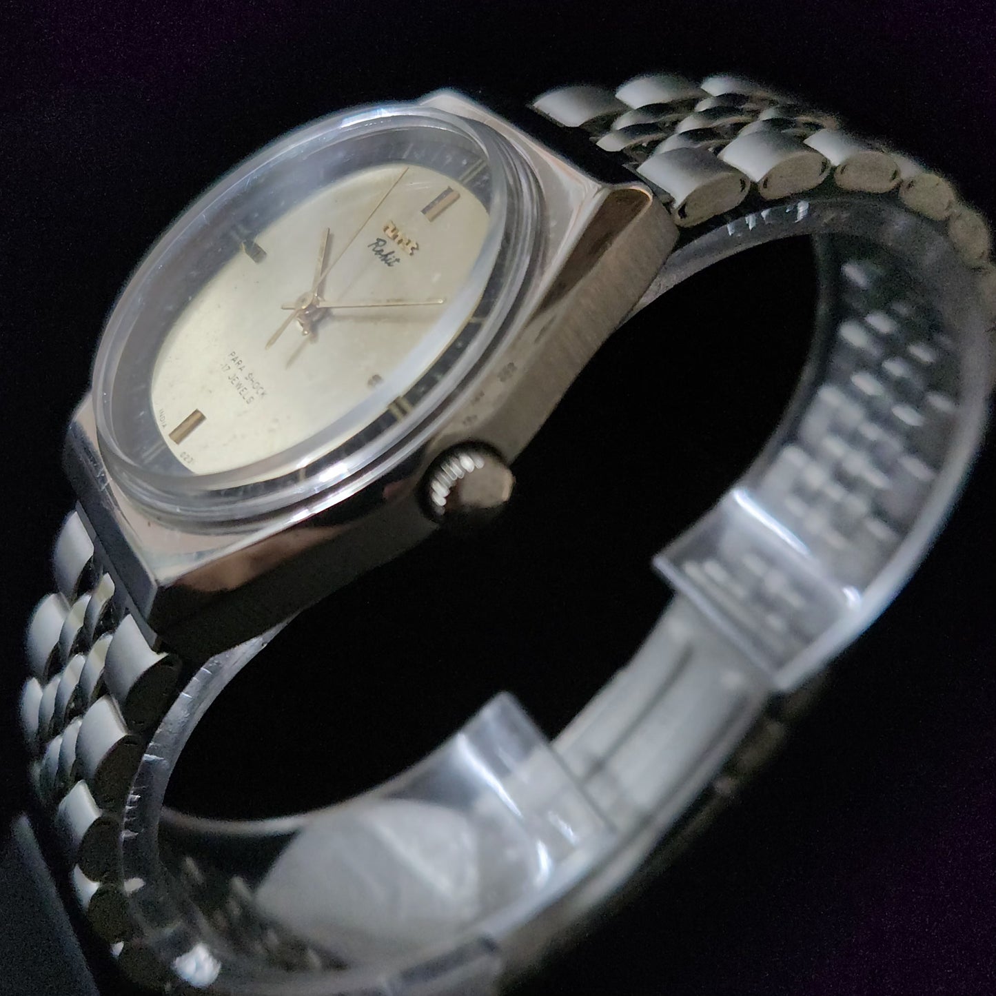 Vintage Original HMT Rohit Hand Winding 17 Jewels Gold Face Jubliee Bracelet Men's Wrist Watch S100