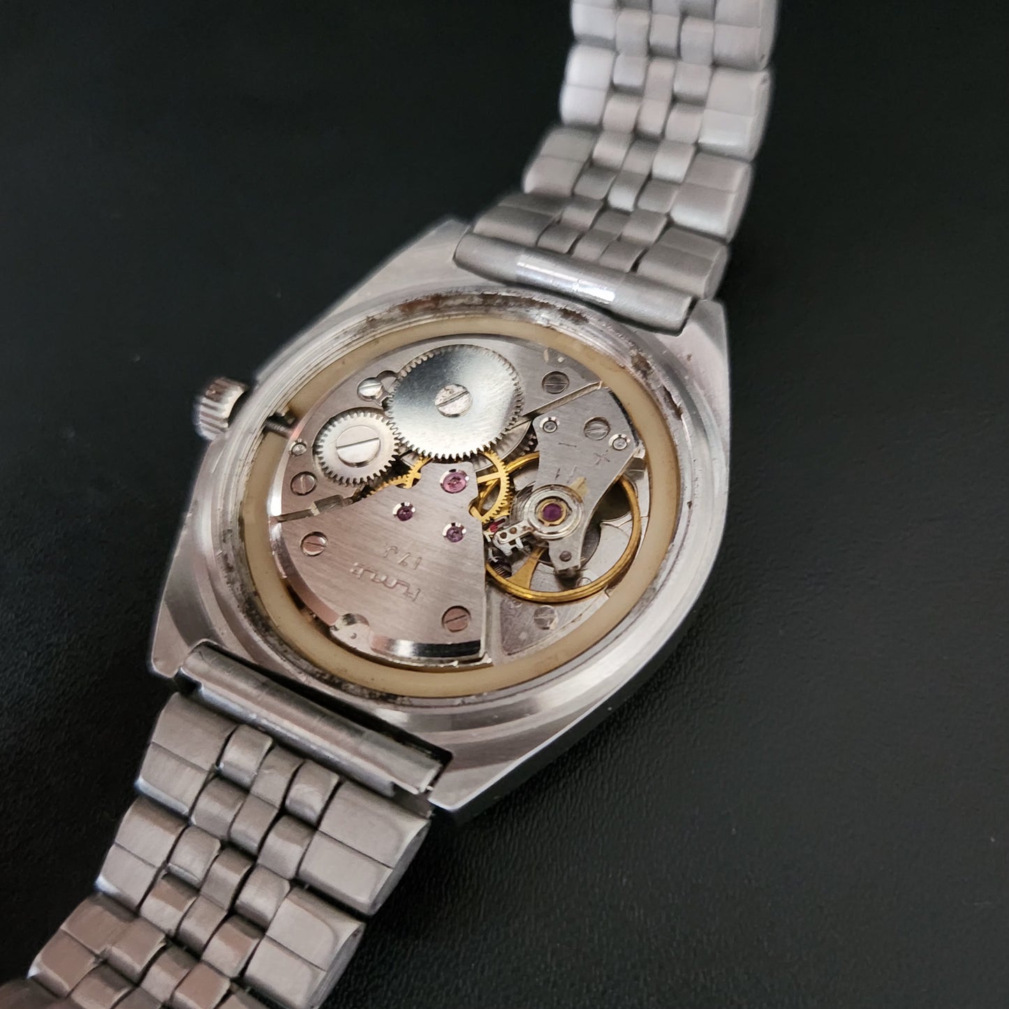 Vintage Original HMT Rohit Hand Winding 17 Jewels Gold Face Jubliee Bracelet Men's Wrist Watch S100