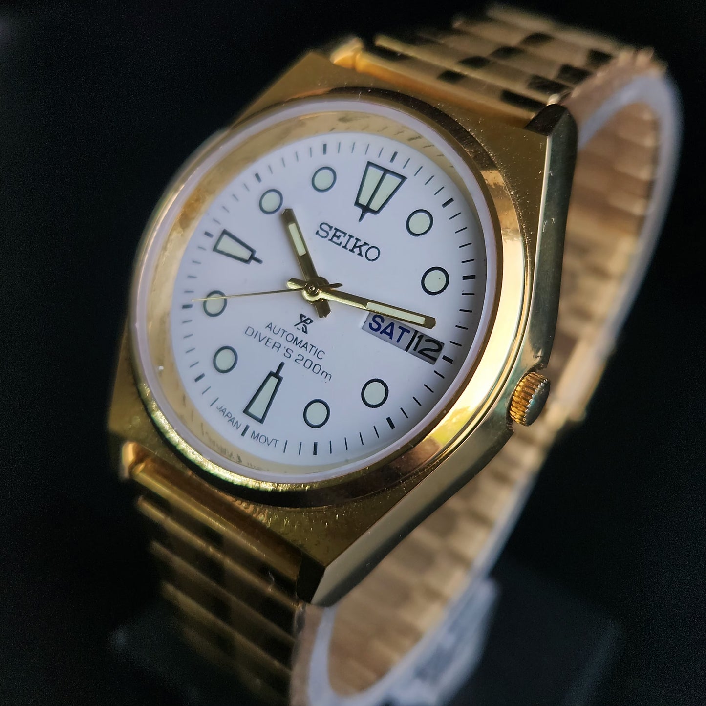 Vintage MOD Seiko 5 Gold Plated Automatic 17 Jewels Cal. 6309 White Face Men's Wrist Watch S131