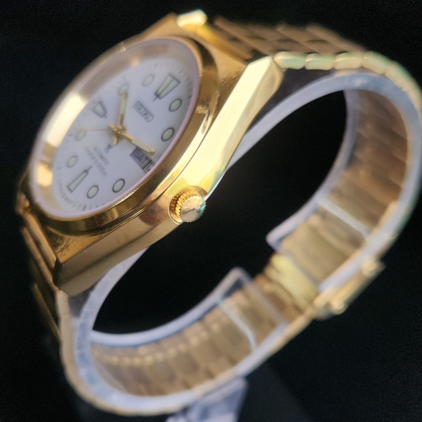 Vintage MOD Seiko 5 Gold Plated Automatic 17 Jewels Cal. 6309 White Face Men's Wrist Watch S131