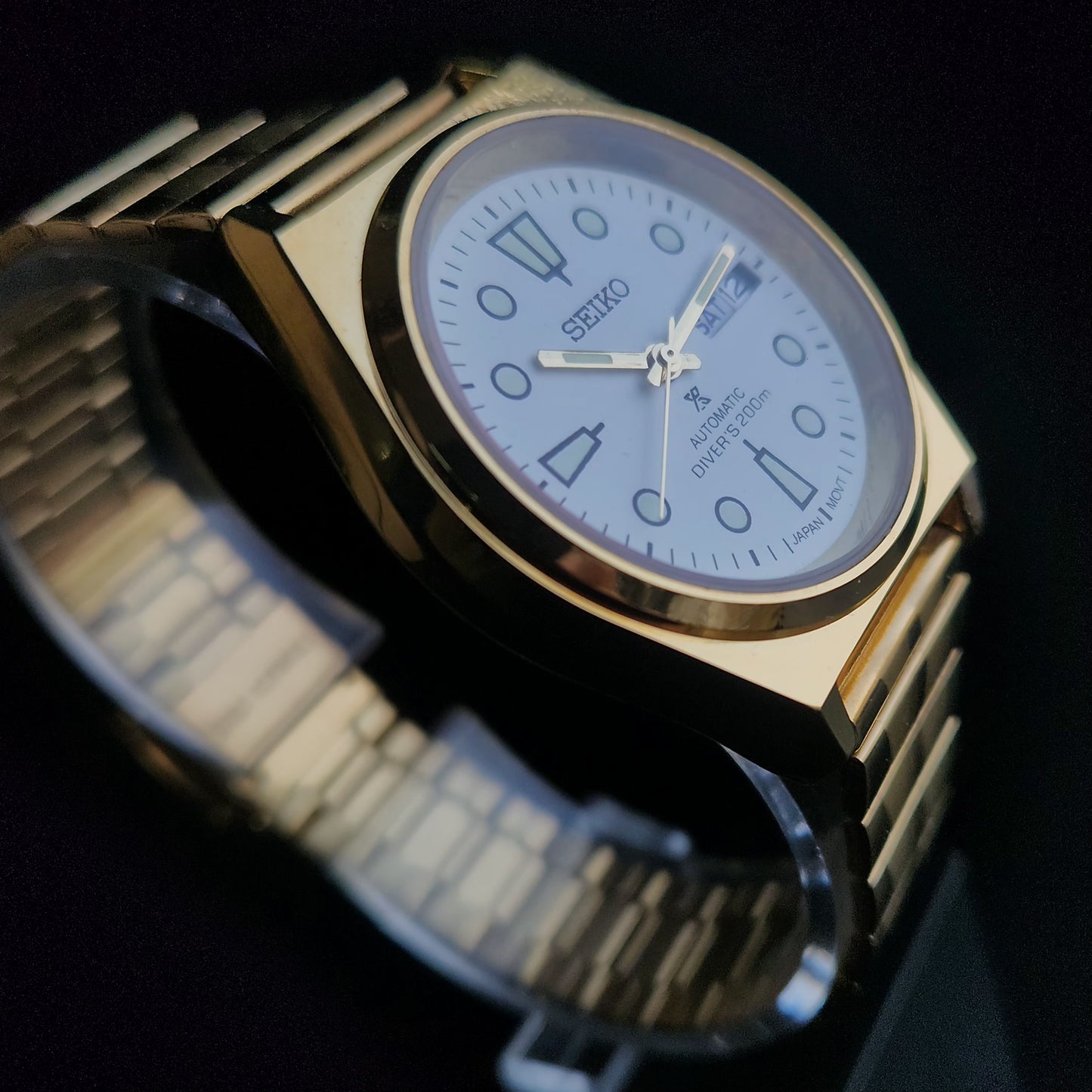 Vintage MOD Seiko 5 Gold Plated Automatic 17 Jewels Cal. 6309 White Face Men's Wrist Watch S131