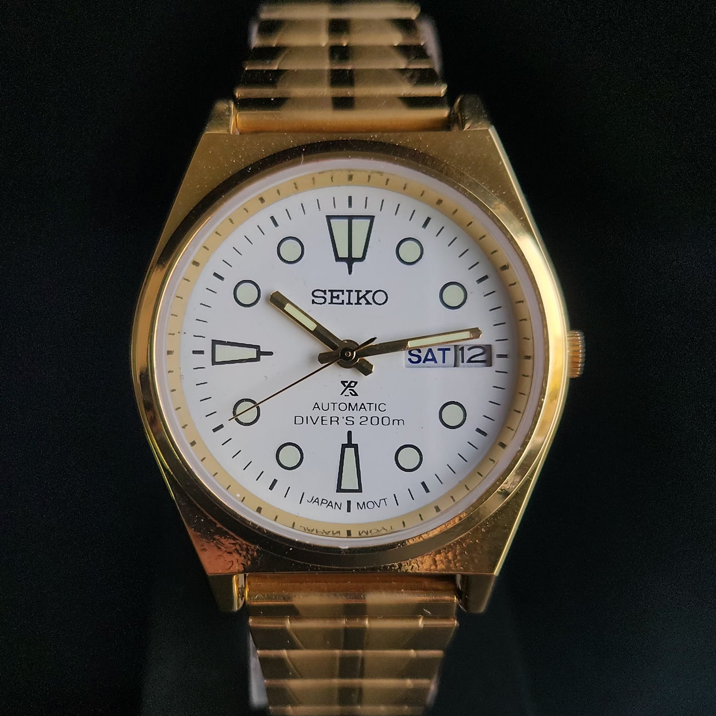 Vintage MOD Seiko 5 Gold Plated Automatic 17 Jewels Cal. 6309 White Face Men's Wrist Watch S131