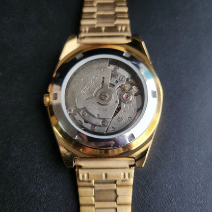 Vintage MOD Seiko 5 Gold Plated Automatic 17 Jewels Cal. 6309 White Face Men's Wrist Watch S34