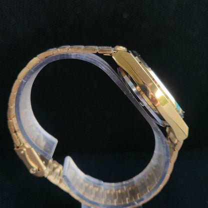 Vintage MOD Seiko 5 Gold Plated Automatic 17 Jewels Cal. 6309 Black Face Men's Wrist Watch S142