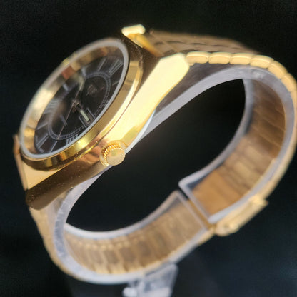 Vintage MOD Seiko 5 Gold Plated Automatic 17 Jewels Cal. 6309 Black Face Men's Wrist Watch S141