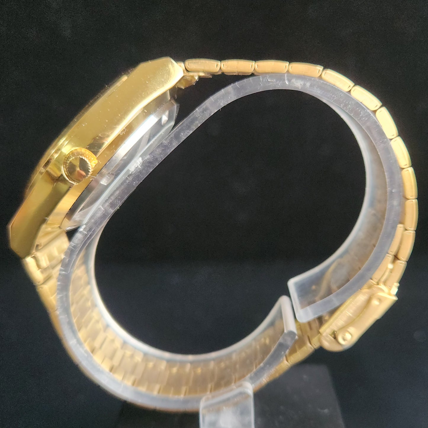 Vintage MOD Seiko 5 Gold Plated Automatic 17 Jewels Cal. 6309 Black Face Men's Wrist Watch S141