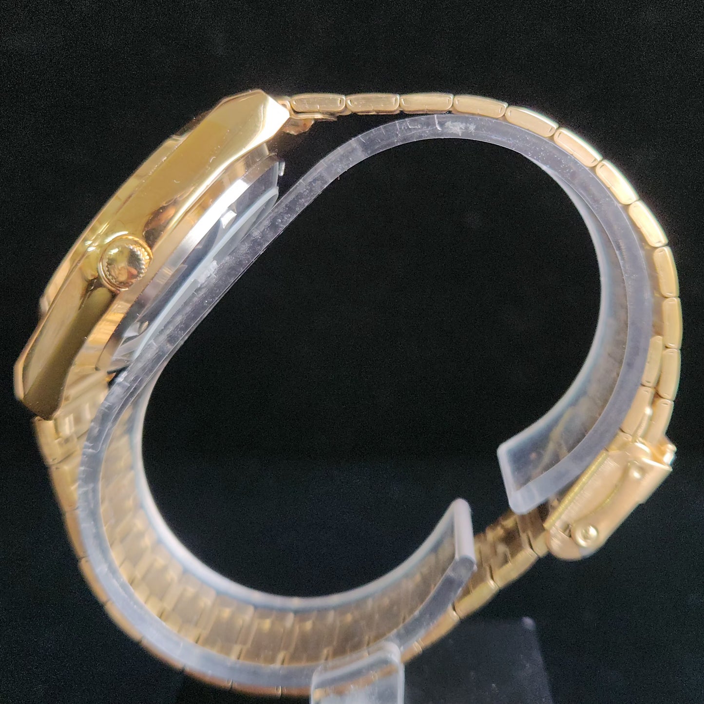Vintage MOD Seiko 5 Gold Plated Automatic 17 Jewels Cal. 6309 Black Face Men's Wrist Watch S136