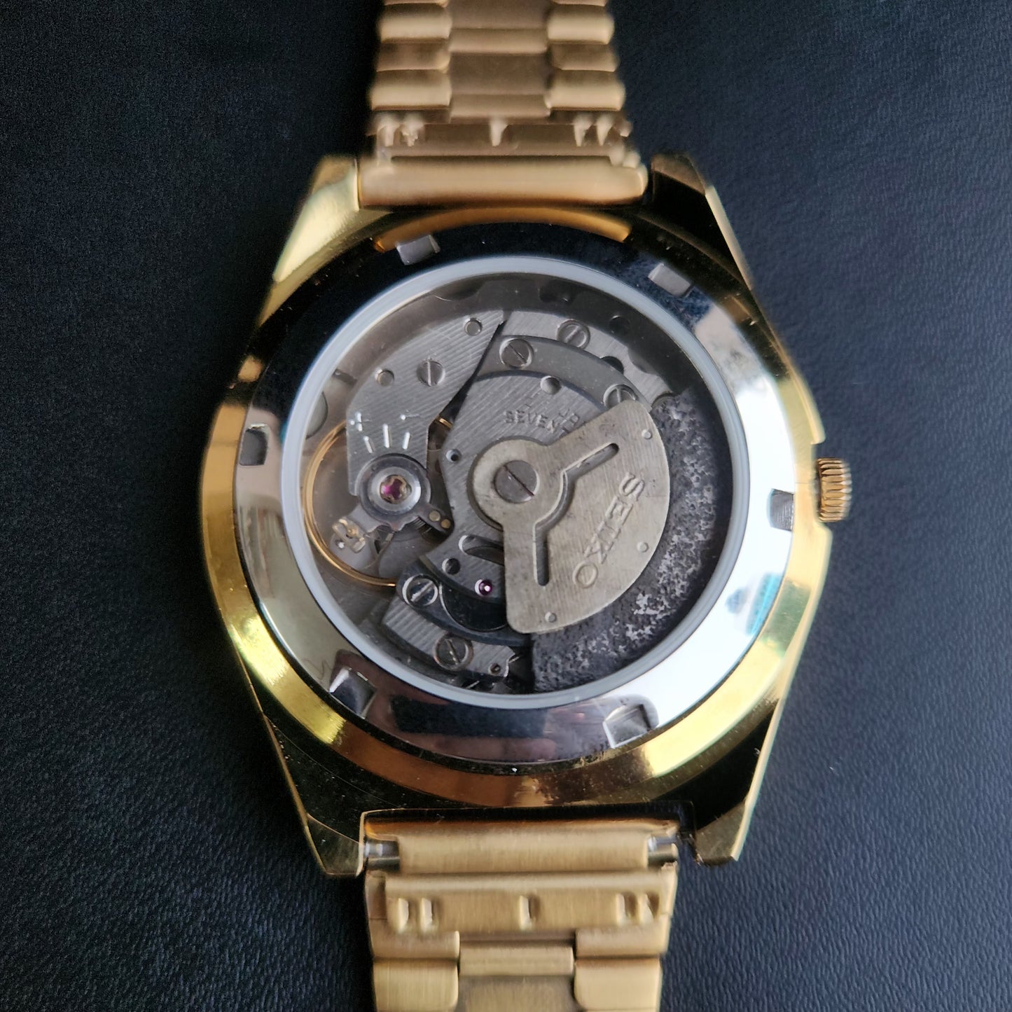 Vintage MOD Seiko 5 Gold Plated Automatic 17 Jewels Cal. 6309 Black Face Men's Wrist Watch S138