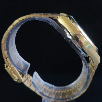Vintage MOD Seiko 5 Gold Plated Automatic 17 Jewels Cal. 6309 Black Face Men's Wrist Watch S139