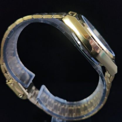 Vintage MOD Seiko 5 Gold Plated Automatic 17 Jewels Cal. 6319 Blue Face Men's Wrist Watch S133