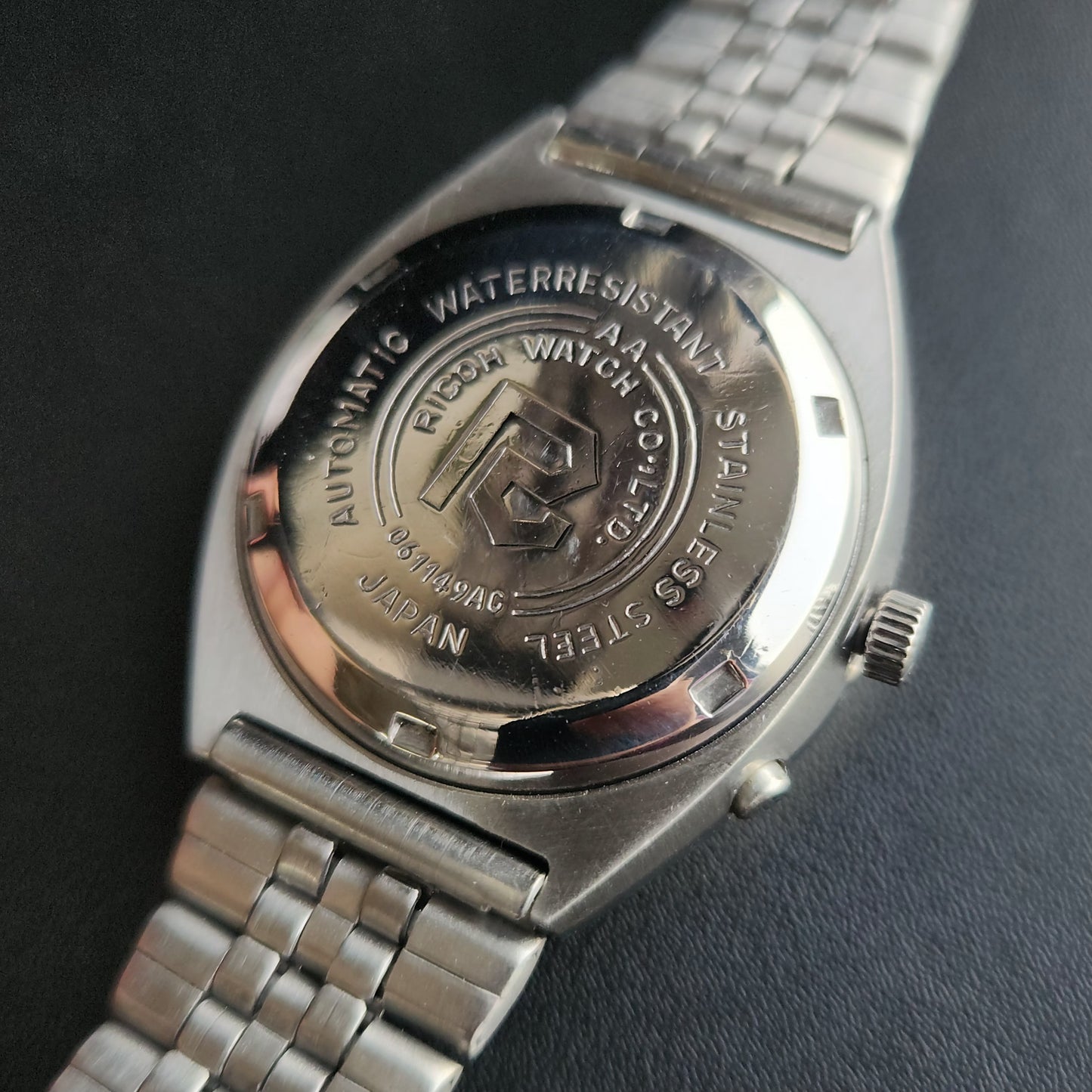 Vintage Ricoh R31 White Face Automatic 21 Jewels Jubliee Bracelet Men's Wrist Watch S143