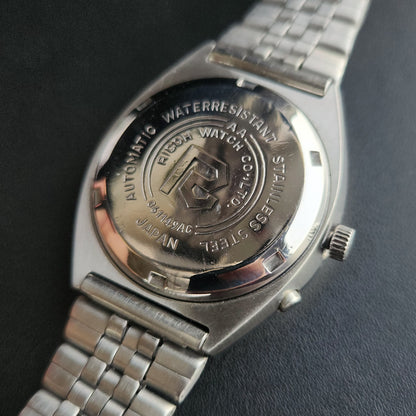 Vintage Ricoh R31 White Face Automatic 21 Jewels Jubliee Bracelet Men's Wrist Watch S143