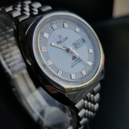 Vintage Ricoh R31 White Face Automatic 21 Jewels Jubliee Bracelet Men's Wrist Watch S144