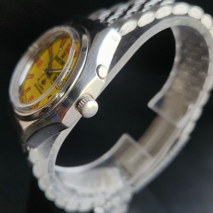 Vintage Ricoh R31 Yellow Face Automatic 21 Jewels Jubliee Bracelet Men's Wrist Watch S147