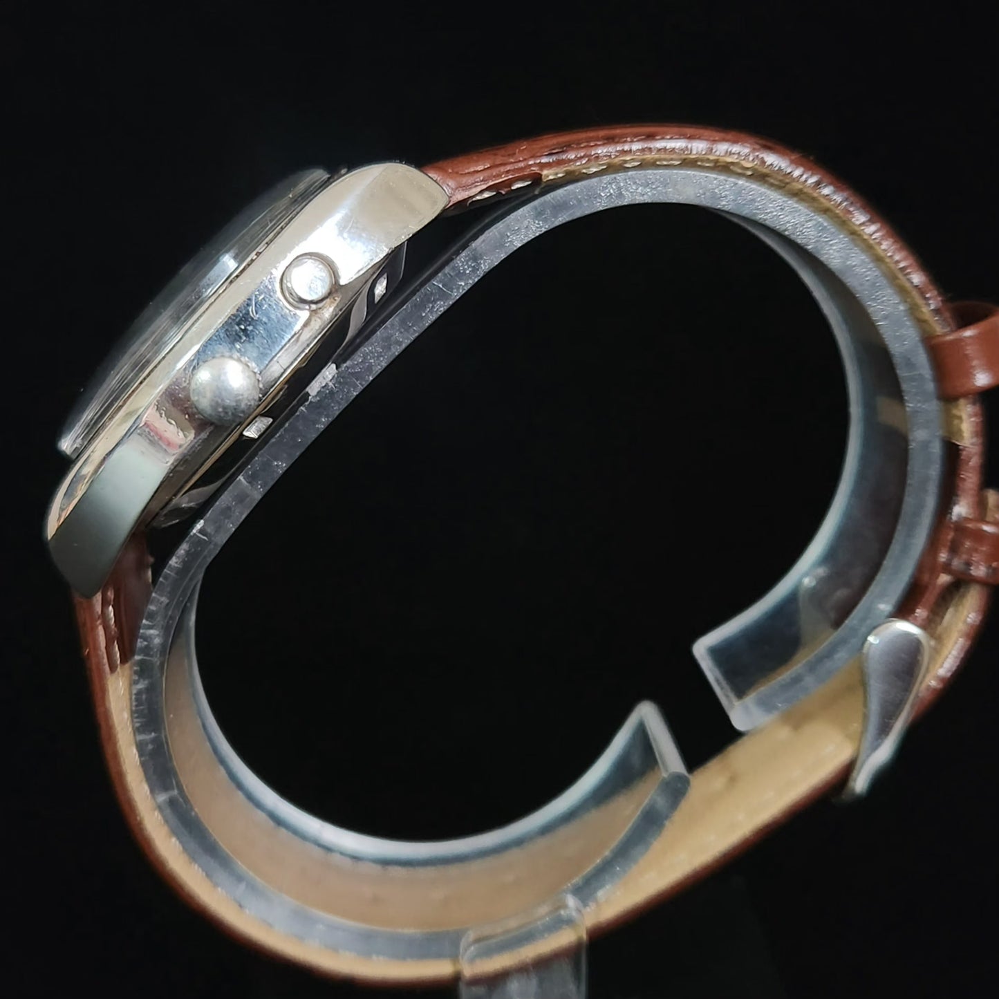 Vintage Ricoh R31 Brown Face Automatic 21 Jewels Brown Croco Leather Strap Men's Wrist Watch S152