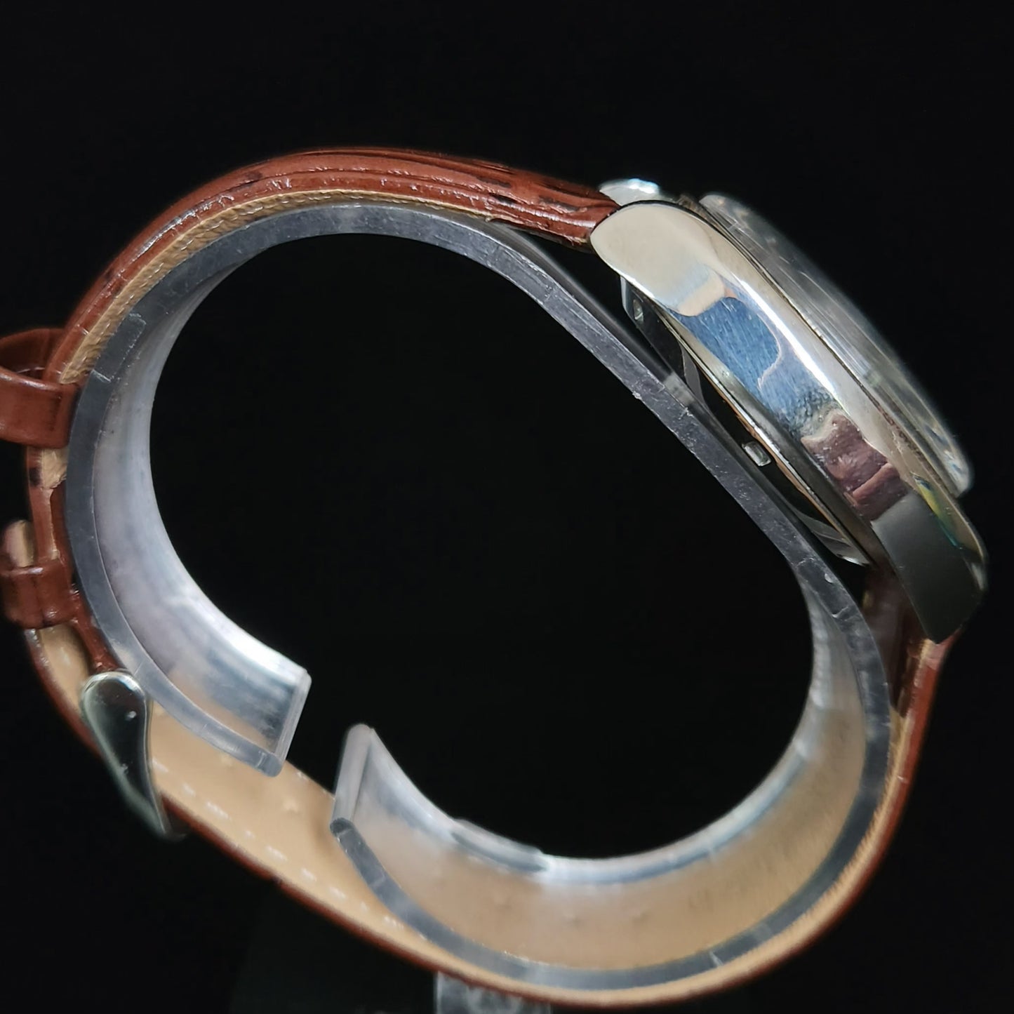 Vintage Ricoh R31 Brown Face Automatic 21 Jewels Brown Croco Leather Strap Men's Wrist Watch S152