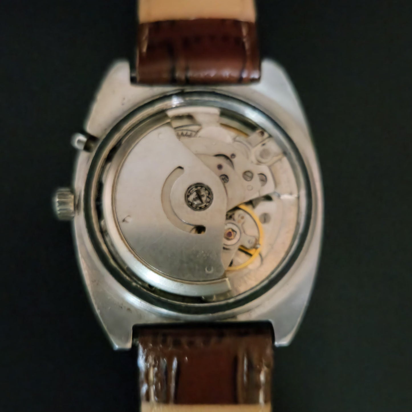 Vintage Ricoh R31 Brown Face Automatic 21 Jewels Brown Croco Leather Strap Men's Wrist Watch S152