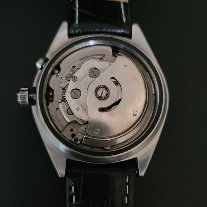 Vintage Ricoh R31 Brown Face Automatic 21 Jewels Black Croco Leather Strap Men's Wrist Watch S154