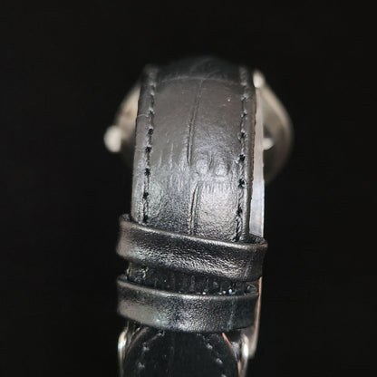 Vintage Ricoh R31 Black Face Automatic 21 Jewels Black Croco Leather Strap Men's Wrist Watch S151