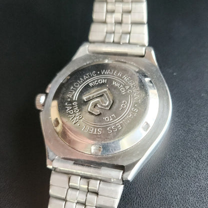 Vintage Ricoh R31 Blue Face Automatic 21 Jewels Jubliee Bracelet Men's Wrist Watch S149